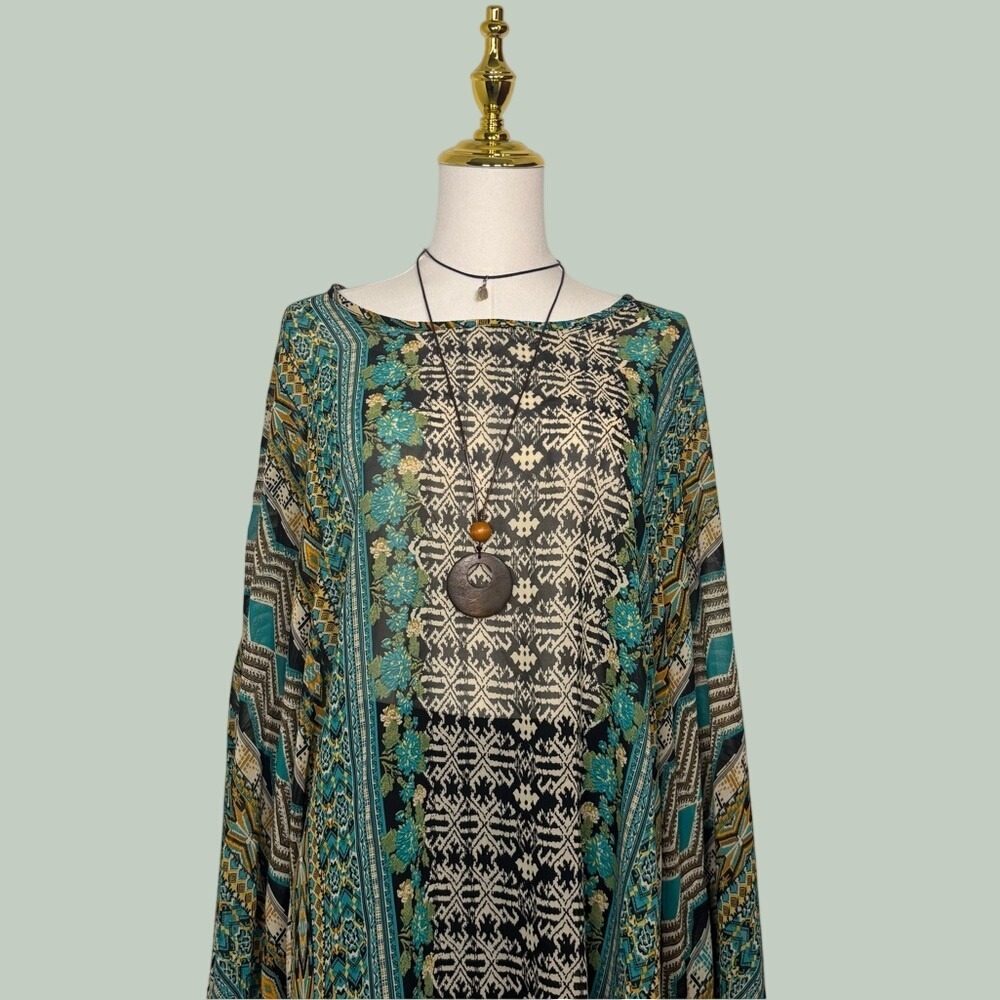 kaktus sheer blue black‎ yellow boho cover up shawl boho beach grunge y2k fairy